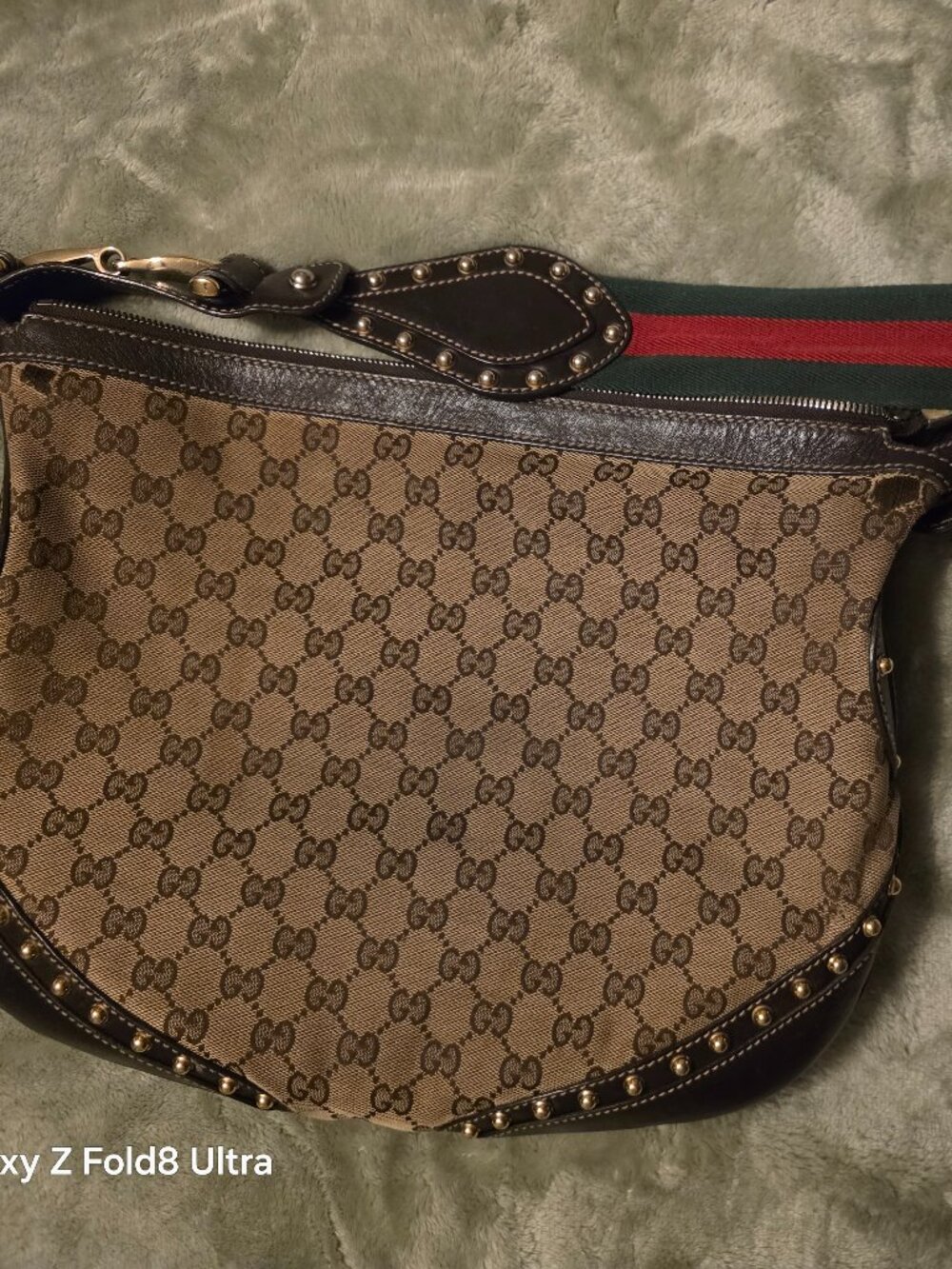 Gucci monogram Dark Brown studded Pelham shoulder bag